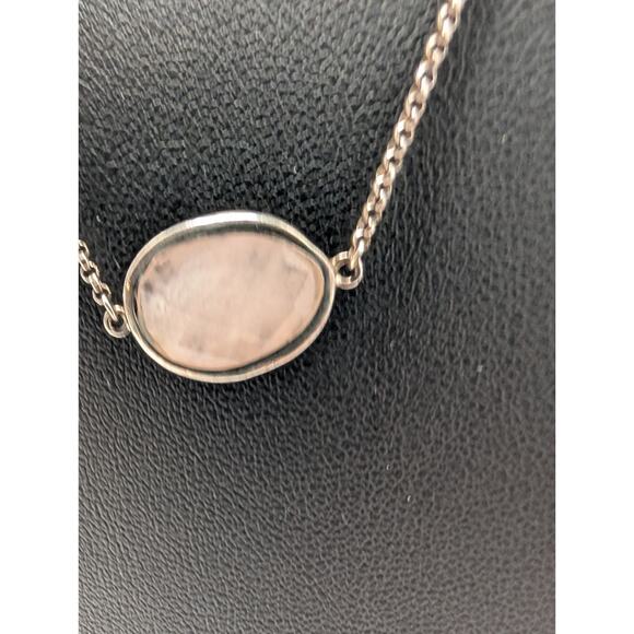 Signed Talbots Rose Quartz 925 Sterling Silver Necklace Size 16” Tarnished - Picture 3 of 5